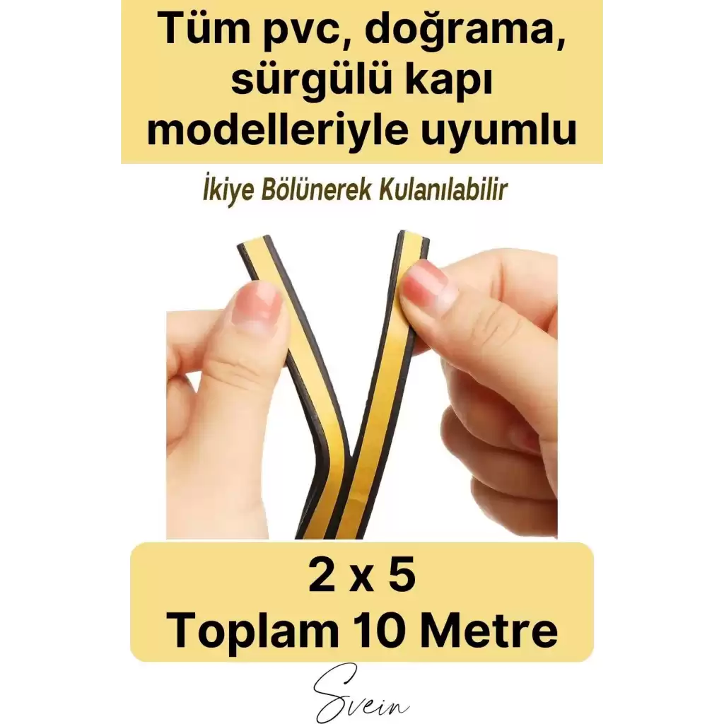 Premium Kapı Pencere Soğuk Toz Sızdırmaz İzolasyon Fitili Kendinden Yapışkanlı Isı Yalıtım 2x5=10 mt