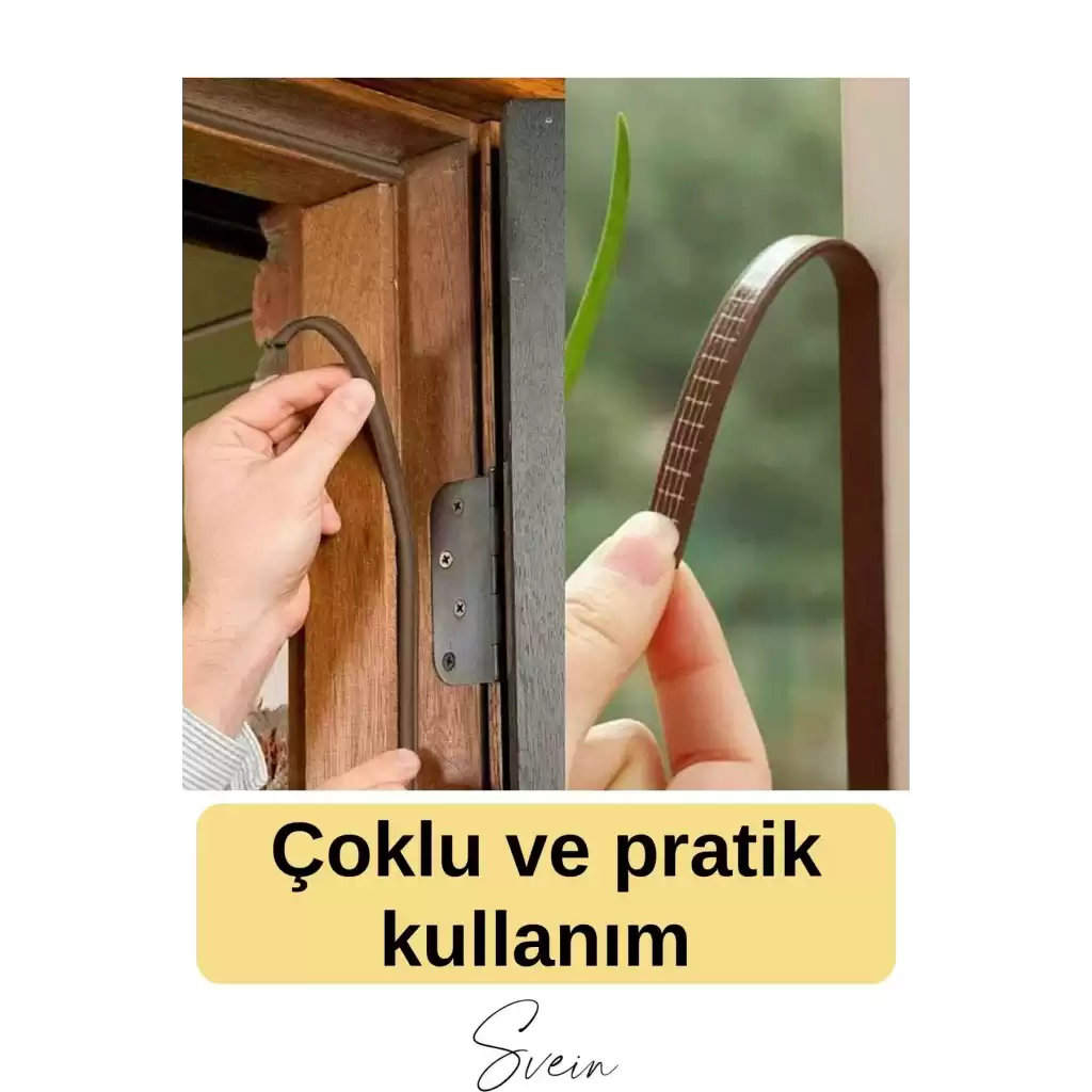 Premium Kapı Pencere Soğuk Toz Sızdırmaz İzolasyon Fitili Kendinden Yapışkanlı Isı Yalıtım 2x5=10 mt