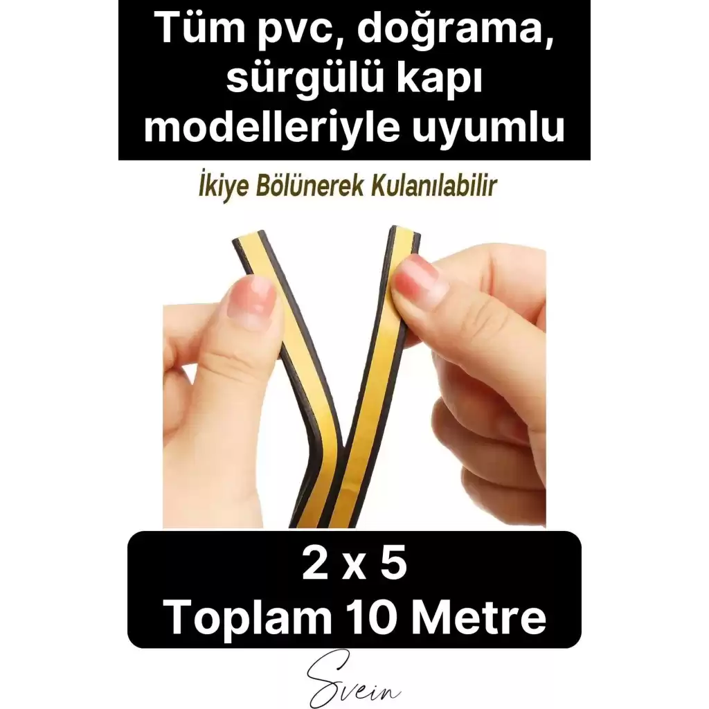 Premium Kapı Pencere Soğuk Toz Geçirmez İzolasyon Fitili Kendinden Yapışkanlı Isı Yalıtım 2x5=10 mt