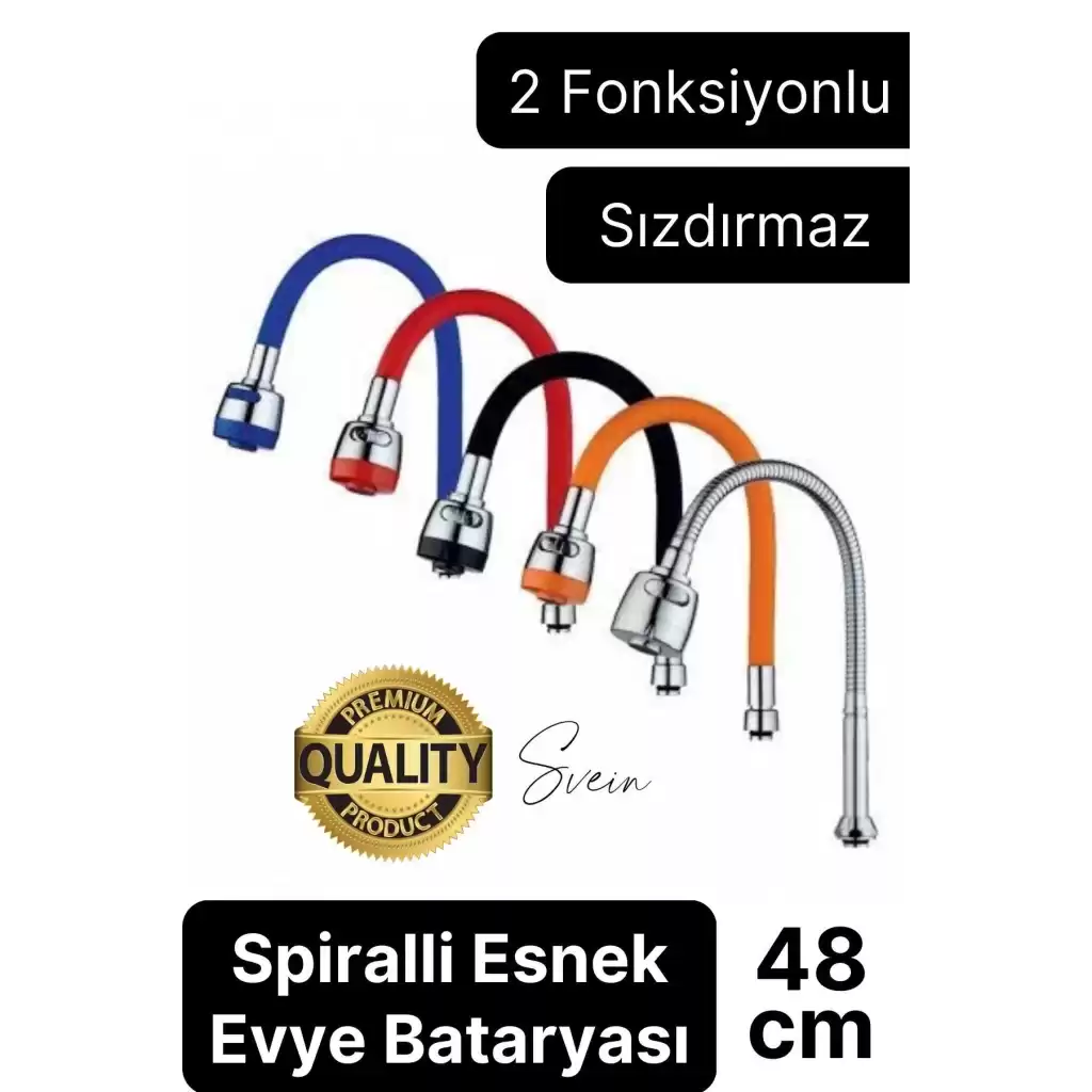 Premium Esnek Spiralli Akrobat Fonksiyonel Batarya Lavabo Musluk Borusu Evye Ayarlanabilir Kademeli