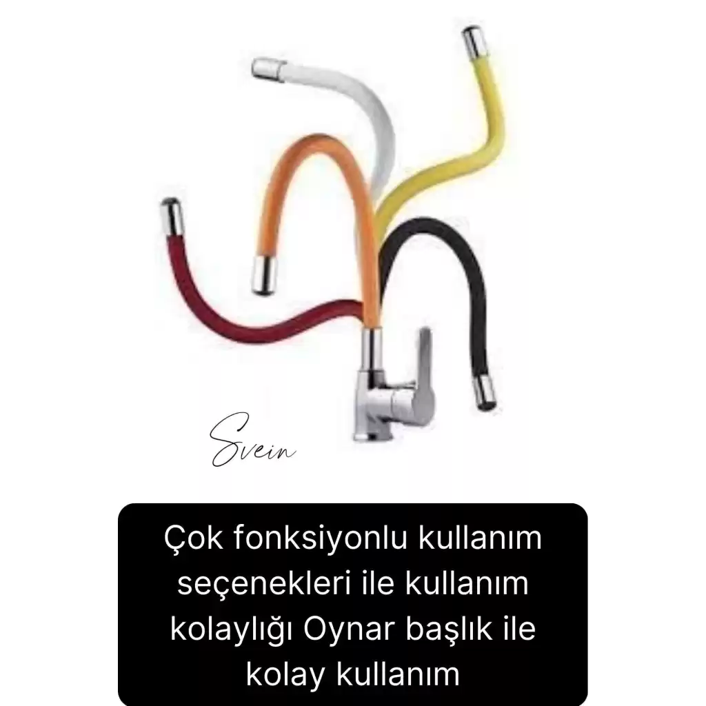 Premium Esnek Spiralli Akrobat Fonksiyonel Batarya Lavabo Musluk Borusu Evye Ayarlanabilir Kademeli