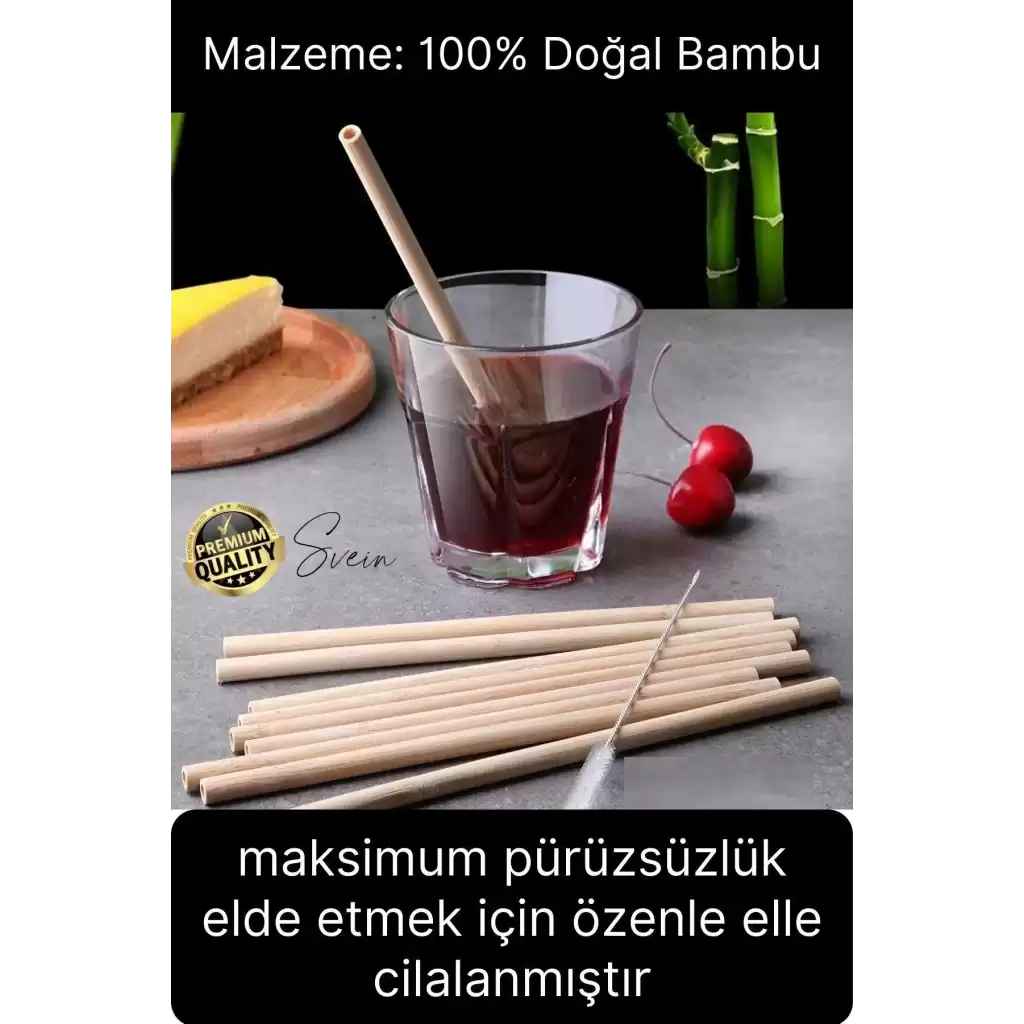 Özel Üretim Bambu 4 Adet Doğal Sağlıklı Yeniden Kullanılabilir Yıkanabilir Çevre Dostu Pipet Kamış