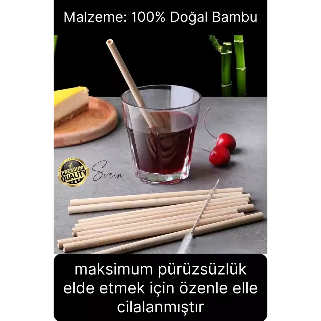 Özel Üretim Bambu 10 Adet Doğal Sağlıklı Yeniden Kullanılabilir Yıkanabilir Çevre Dostu Pipet Kamış