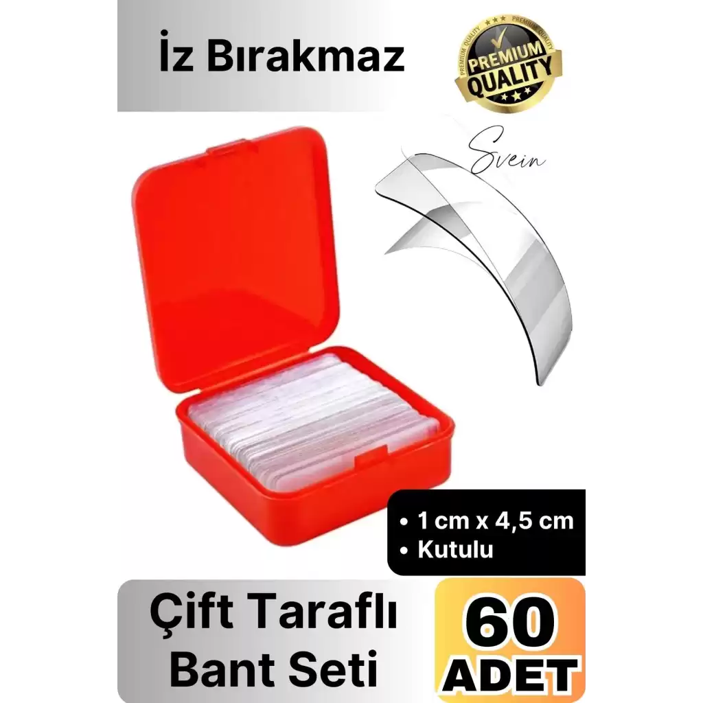 Kutulu Mini Çift Taraflı Bant Seti 60 Parça İz Bırakmaz Güçlü Şeffaf Yapıştırıcı Montaj Bandı
