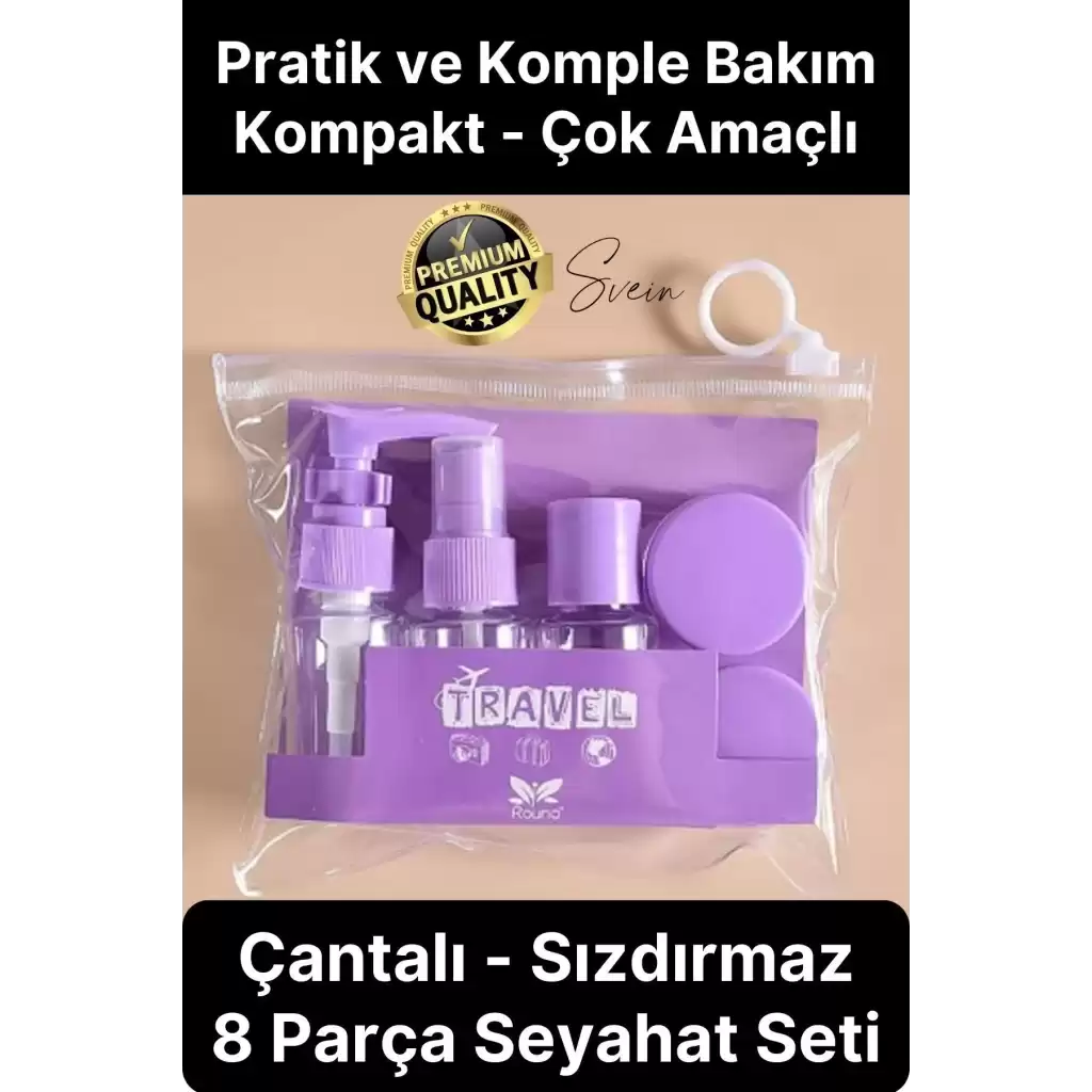 Deluxe 8 Parça Seyahat Banyo Seti Temizlik Şampuan Şişesi Sızdırmaz Çok Amaçlı Doldurulabilir Krem