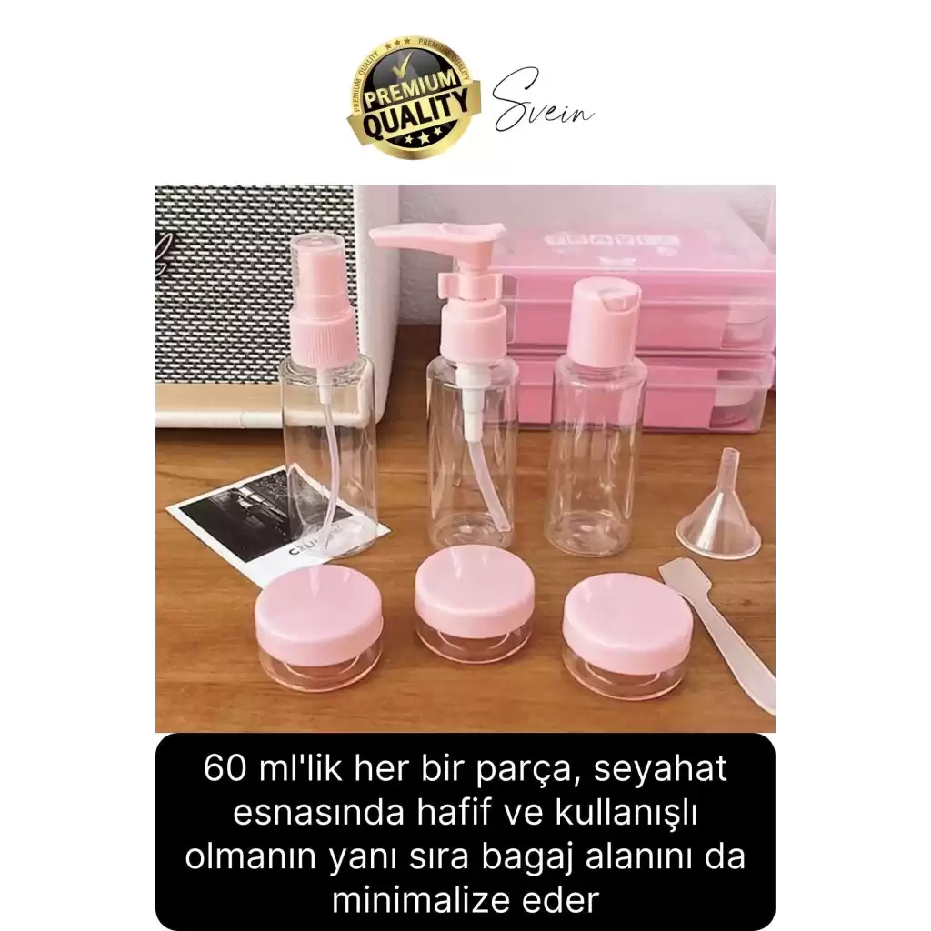 Deluxe 8 Parça Seyahat Banyo Seti Temizlik Şampuan Şişesi Sızdırmaz Çok Amaçlı Doldurulabilir Krem