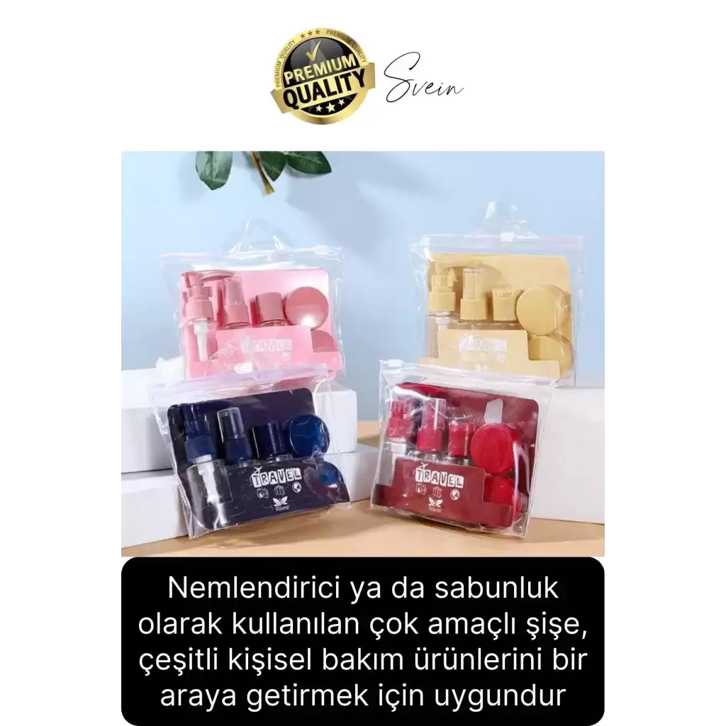 Deluxe 8 Parça Seyahat Banyo Seti Temizlik Şampuan Şişesi Sızdırmaz Çok Amaçlı Doldurulabilir Krem