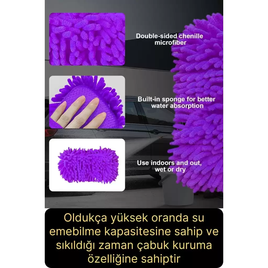 Premium Araba Yıkama Eldiveni Mikrofiber Hassas Kurulama Cila Çok Amaçlı Oto Çizmez İç Dış Köpürtme