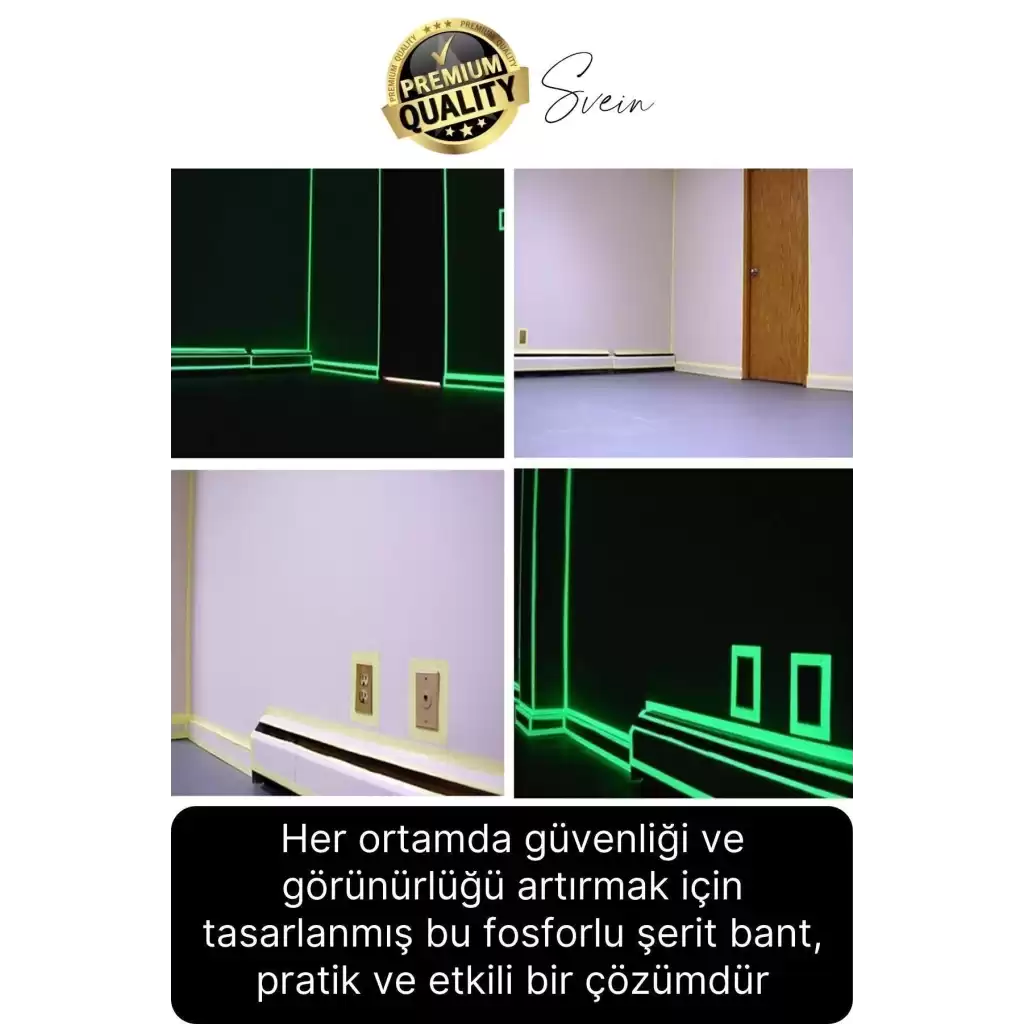 Karanlıkta Parlayan Yansıyan Fosforlu Şerit Bant 3 Metre Kendinden Yapışkanlı Reflektör Işık Veren