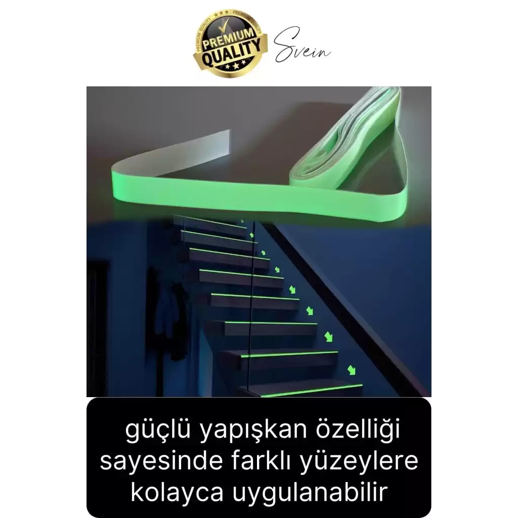 Karanlıkta Parlayan Yansıyan Fosforlu Şerit Bant 3 Metre Kendinden Yapışkanlı Reflektör Işık Veren