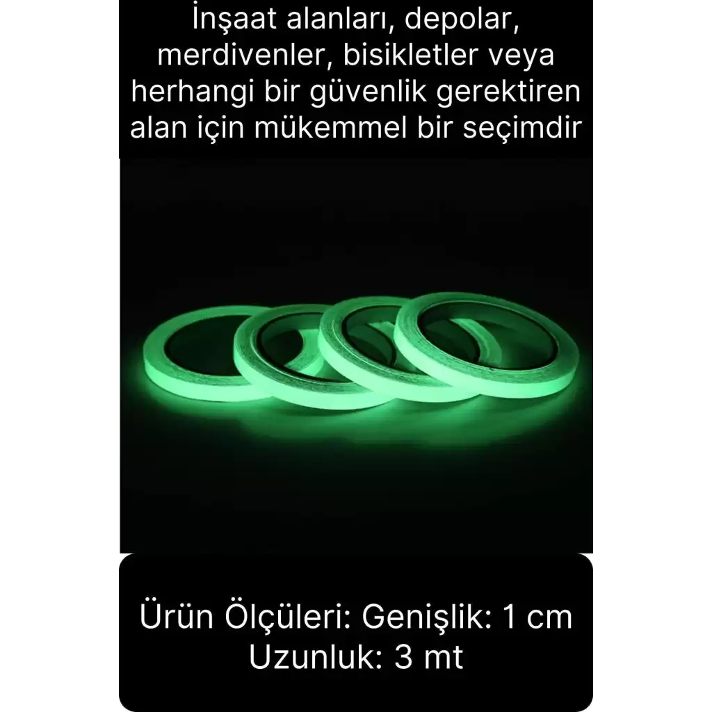 Karanlıkta Parlayan Yansıyan Fosforlu Şerit Bant 3 Metre Kendinden Yapışkanlı Reflektör Işık Veren