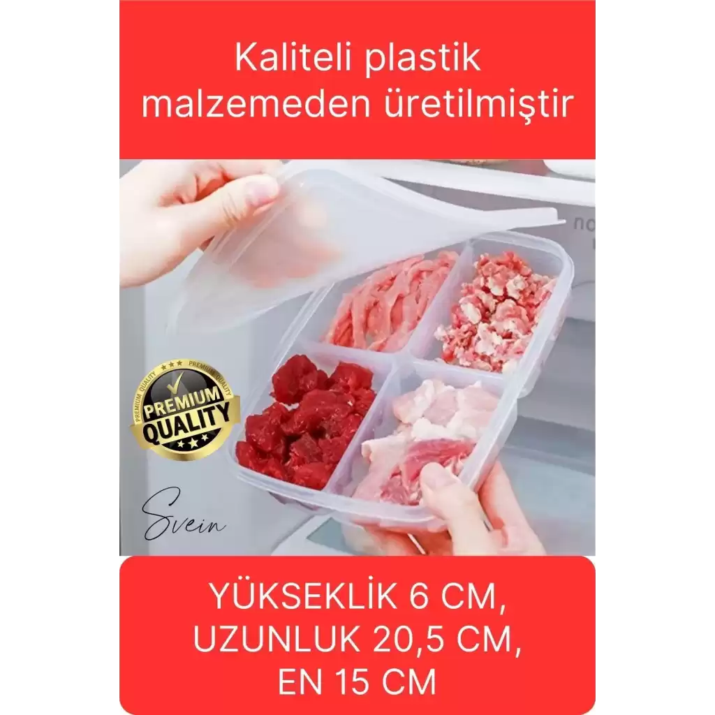 10 Adet 1 Lt 4 Bölmeli Difriz Dondurulmuş Öğünlük Et Sebze Saklama Kabı Derin Dondurucu Organizer