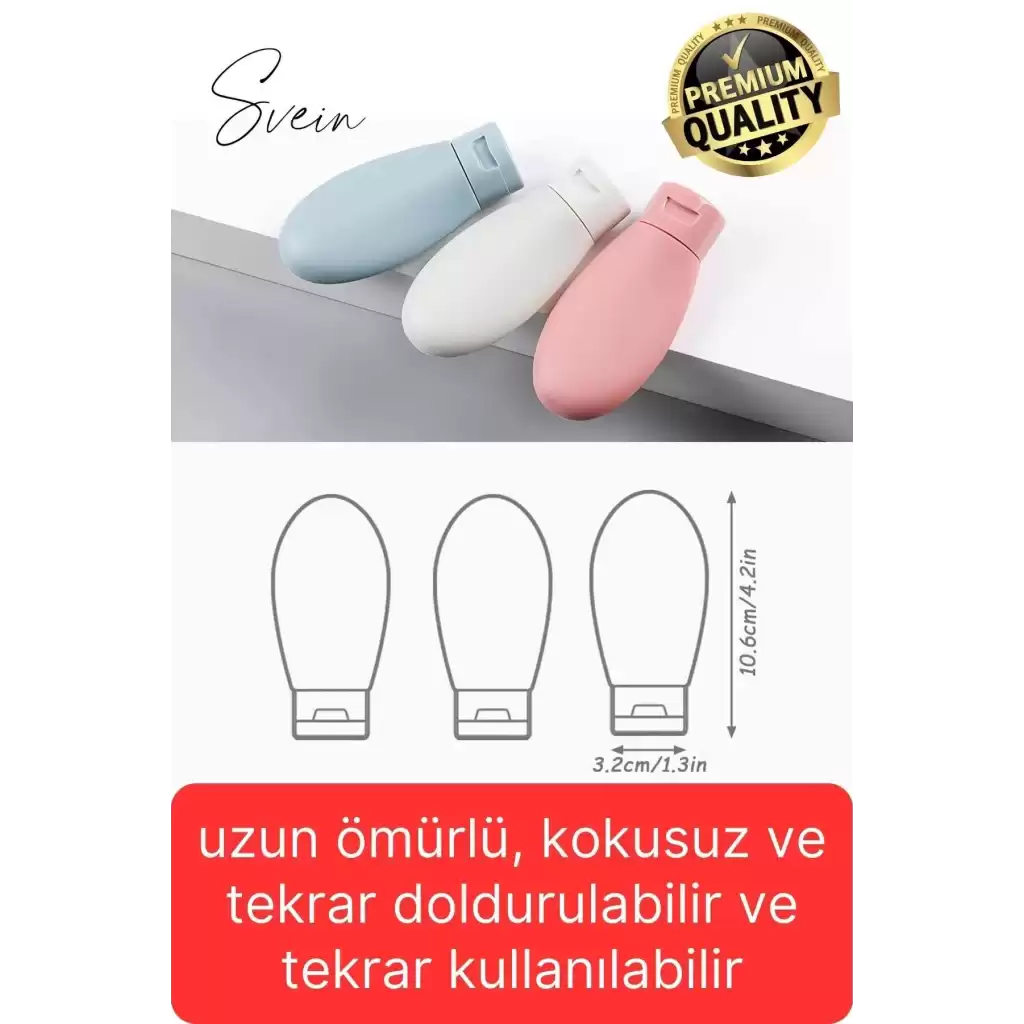 3 Adet Seyahat Şişesi Seti Krem Şampuan Saç Kremi Doldurulabilir Patlamaz Sızdırmaz Taşınabilir