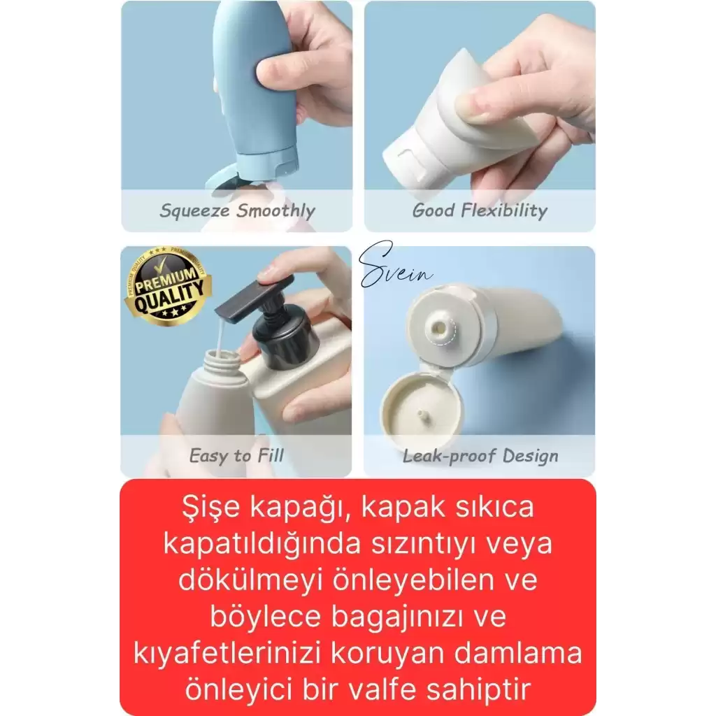 3 Adet Seyahat Şişesi Seti Krem Şampuan Saç Kremi Doldurulabilir Patlamaz Sızdırmaz Taşınabilir
