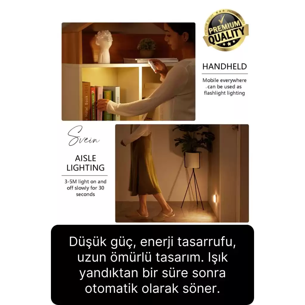 Premium Hareket Sensörlü Mini USB Şarjlı Led Işık Gece Lambası Koridor Bahçe Garaj Dolap Aydınlatma
