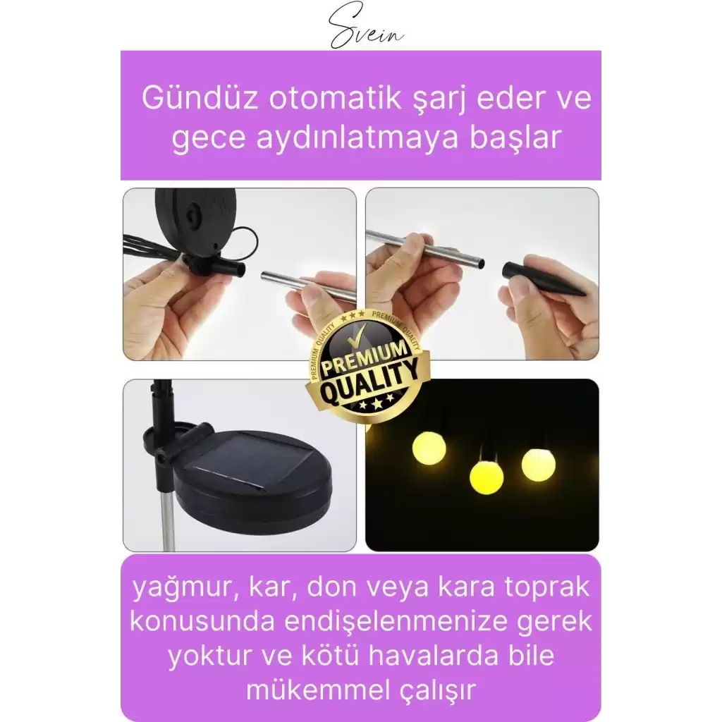 Premium Güneş Enerjili Solar Dış Mekan Su Geçirmez Bahçe Peyzaj Aydınlatma Süs Led Işık Saçaklı