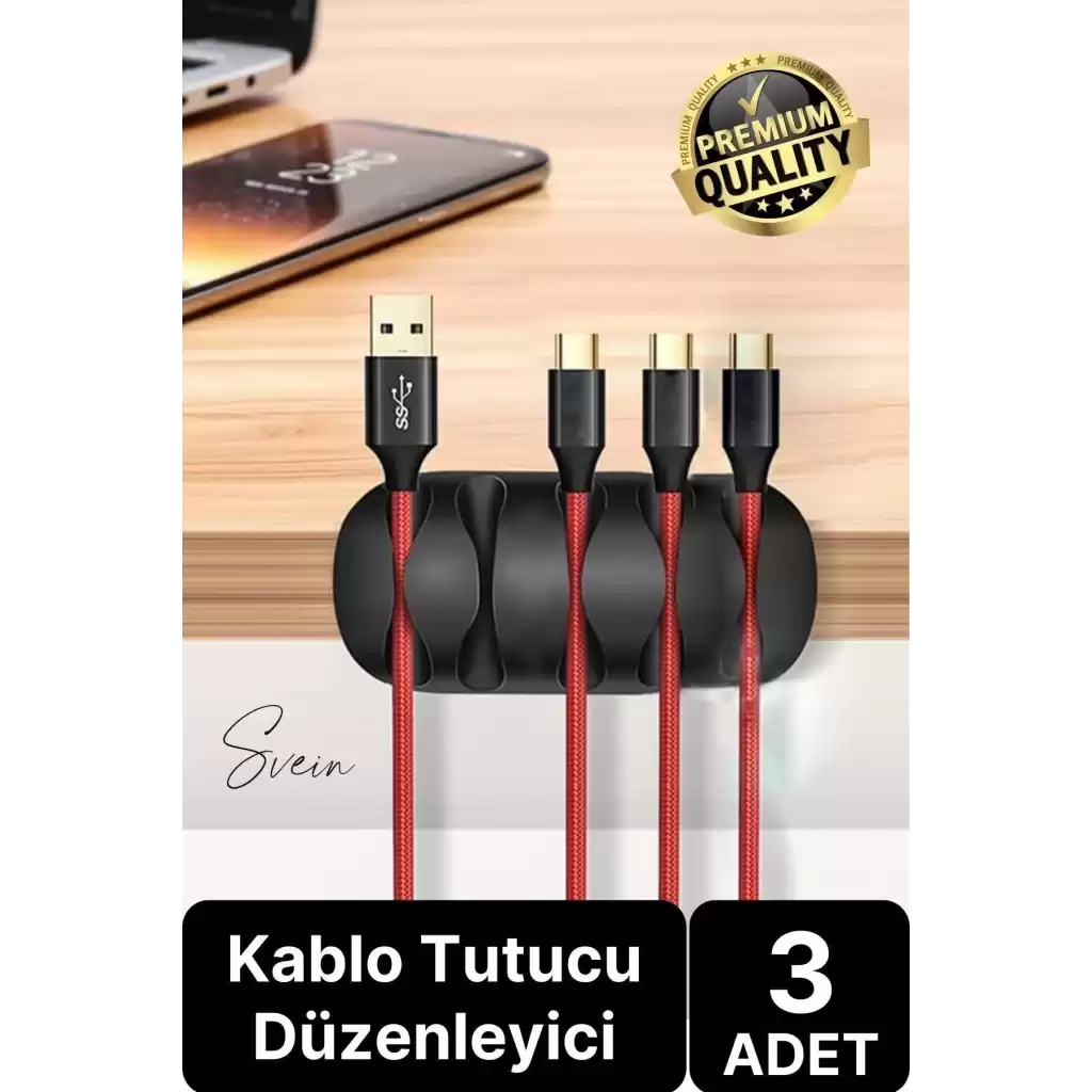 3 Adet 5 Kanallı Kablo Tutucu Sabitleyici Düzenleyici Yapışkanlı Toplayıcı Gizleyici Bant Klips Fiş