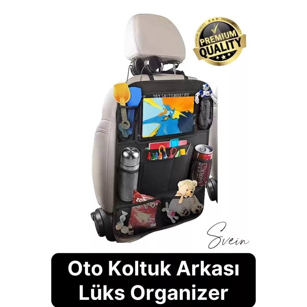 Premium Oto Koltuk Arkası Şeffaf Koruyucu Kılıf Tablet Tutucu Araç İçi Düzenleyici Pratik Organizer