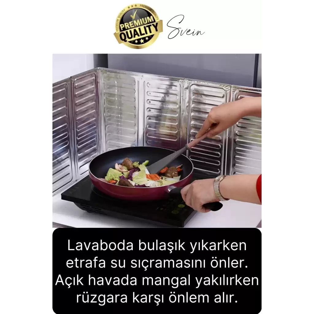 Ocak Fırın Arkası Yağ Sıçrama Koruyucu Katlanır Alüminyum Levha Rüzgar Önleyici Panel Folyo Plaka