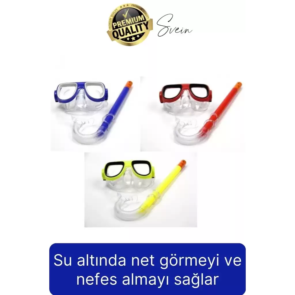 Premium Çocuk Dalış Gözlüğü Ve Şnorkel Set Vakumlu Ayarlanabilir Güvenli Su Sızdırmaz Deniz Havuz