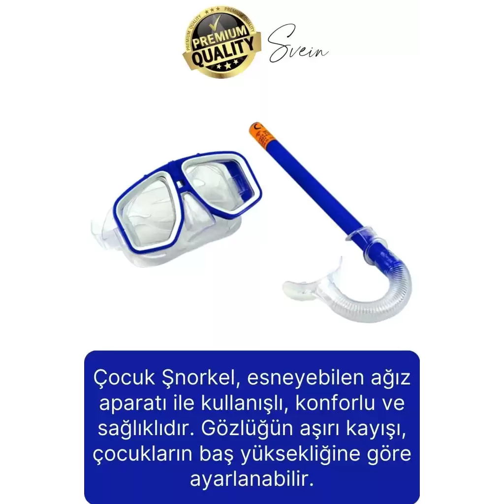 Premium Çocuk Dalış Gözlüğü Ve Şnorkel Set Vakumlu Ayarlanabilir Güvenli Su Sızdırmaz Deniz Havuz