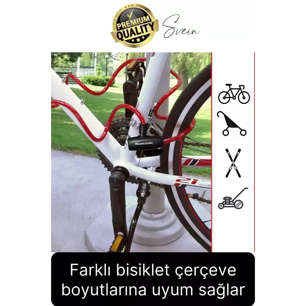 Premium Anahtarlı Çelik Halatlı Dayanıklı Bisiklet Motosiklet Scooter Kilidi 150 cm Güvenli Pratik