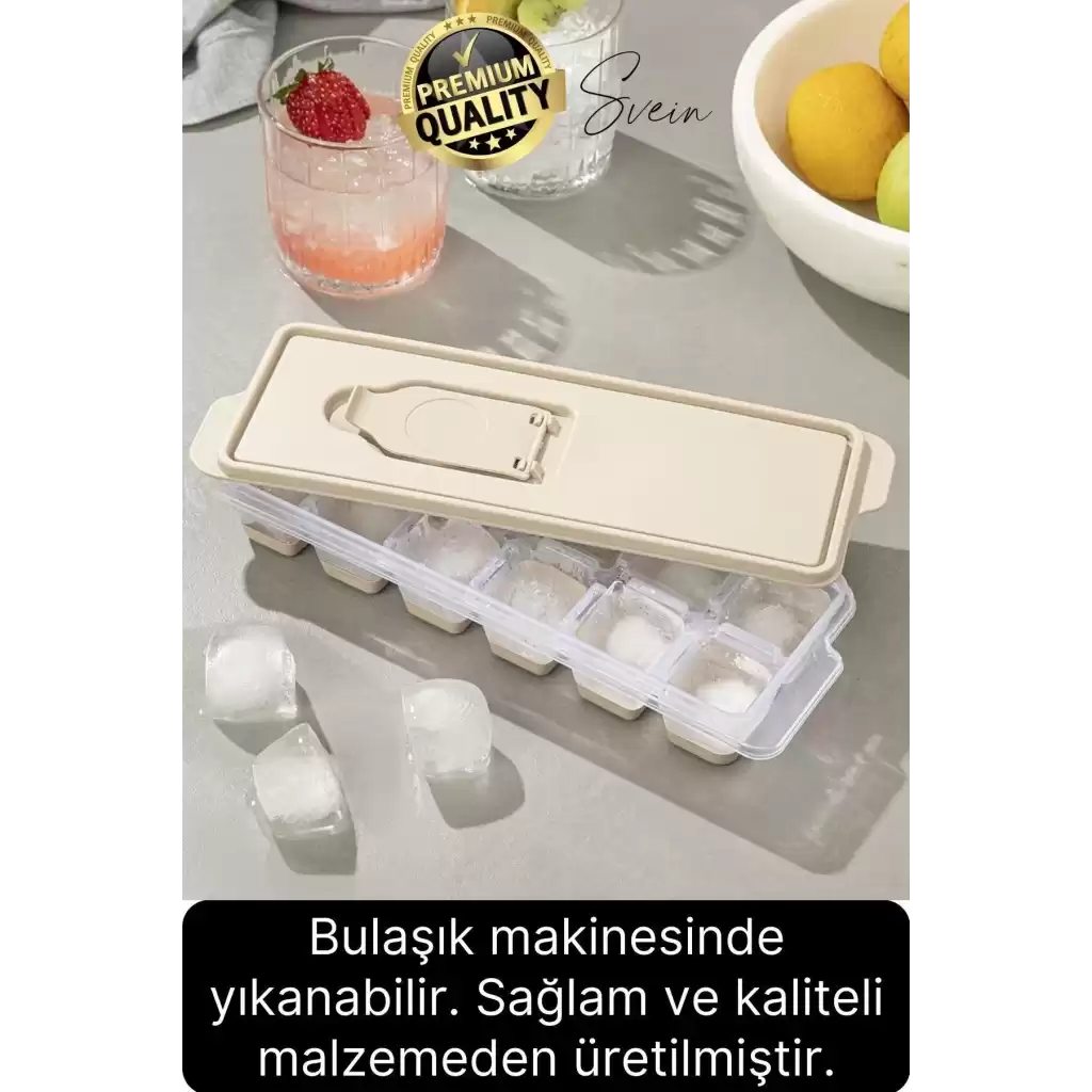 Premium 12 Bölmeli Pratik Bas Çıkar Silikon Buzluk Yapışmaz Kalıp Sızdırmaz Kapaklı Hava Geçirmez