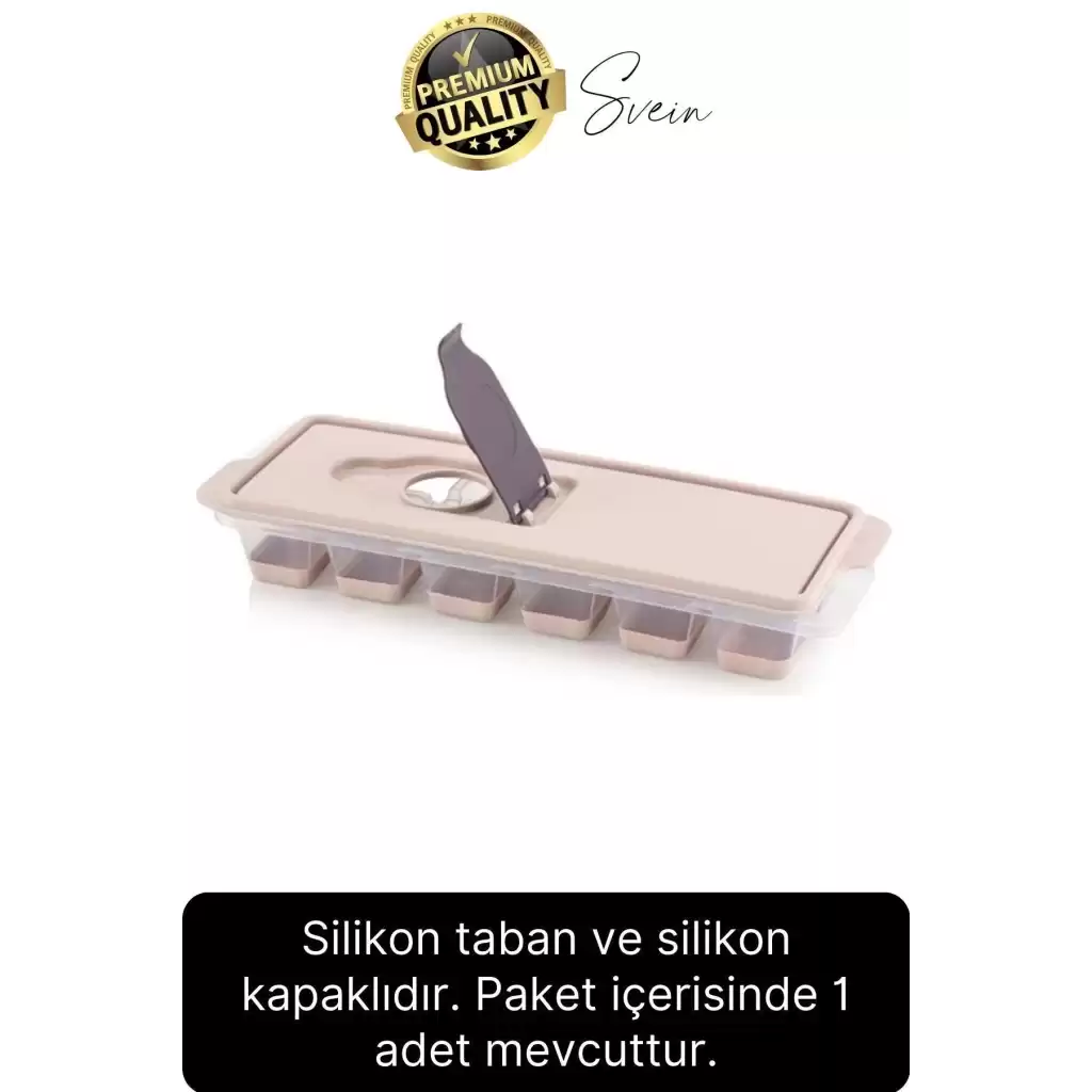 Premium 12 Bölmeli Pratik Bas Çıkar Silikon Buzluk Yapışmaz Kalıp Sızdırmaz Kapaklı Hava Geçirmez
