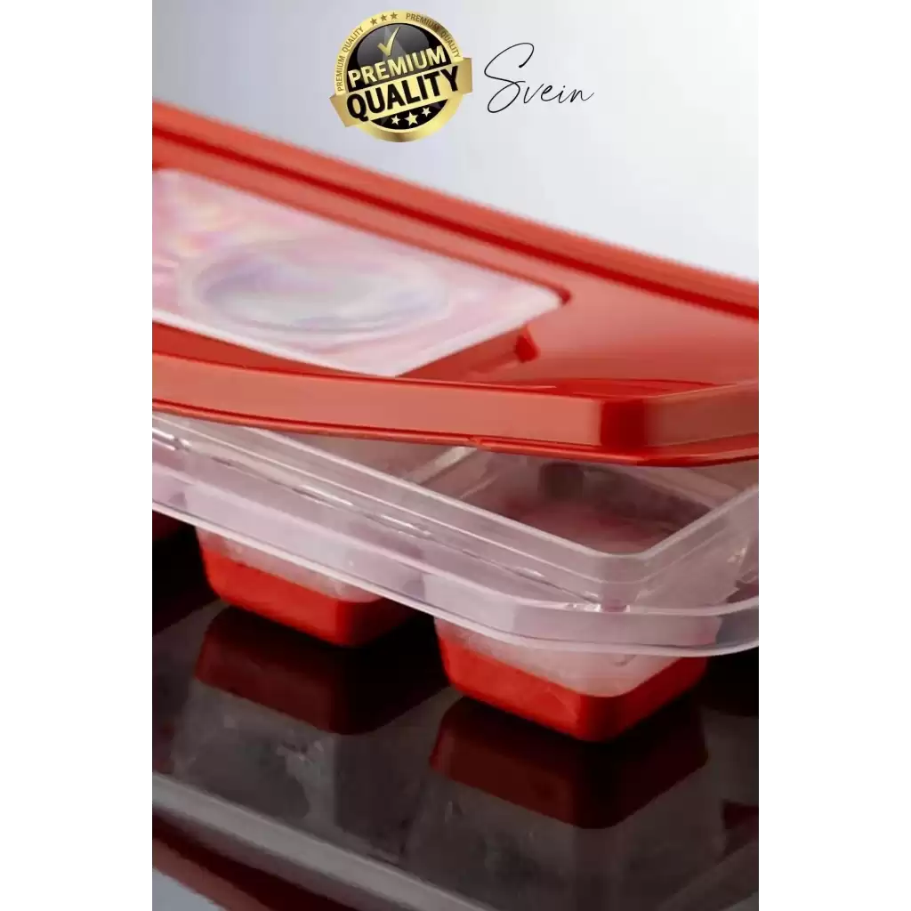 Premium 12 Bölmeli Pratik Bas Çıkar Silikon Buzluk Yapışmaz Kalıp Sızdırmaz Kapaklı Hava Geçirmez