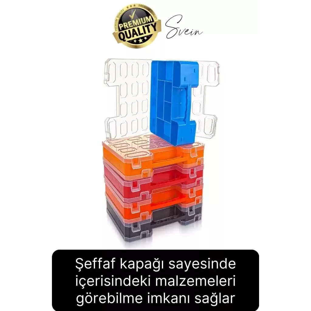 Premium Çift Taraflı Vida Çivi Balıkçı Malzeme Organizer Çanta 22 Gözlü Bölmeli Şeffaf Kilitli Kapak