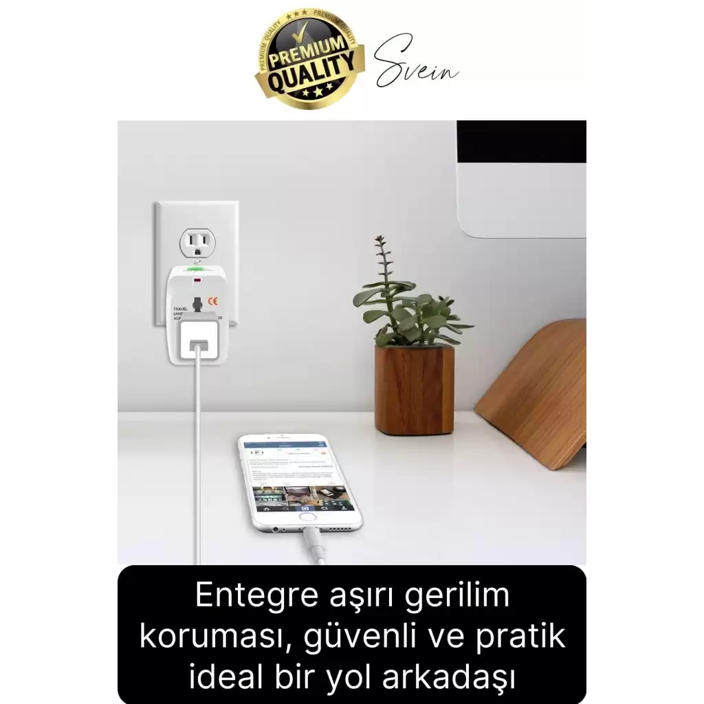 Premium Evrensel Fiş Dönüştürücü Adaptör İnternational Uluslararası Tüm Ülkelerle Uyumlu Seyahat