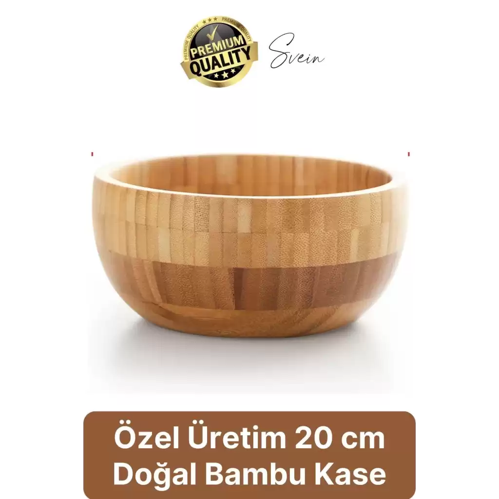 Özel Üretim 20 cm Bambu Kase Doğal Sağlıklı Makarna Salata Meyve Yemek Tabağı Servis Ahşap Çerezlik