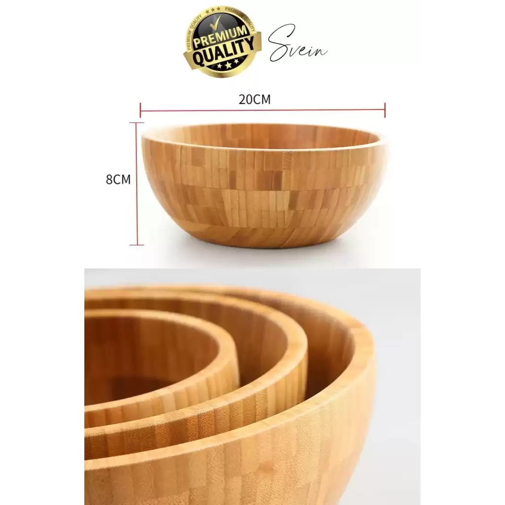 Özel Üretim 20 cm Bambu Kase Doğal Sağlıklı Makarna Salata Meyve Yemek Tabağı Servis Ahşap Çerezlik