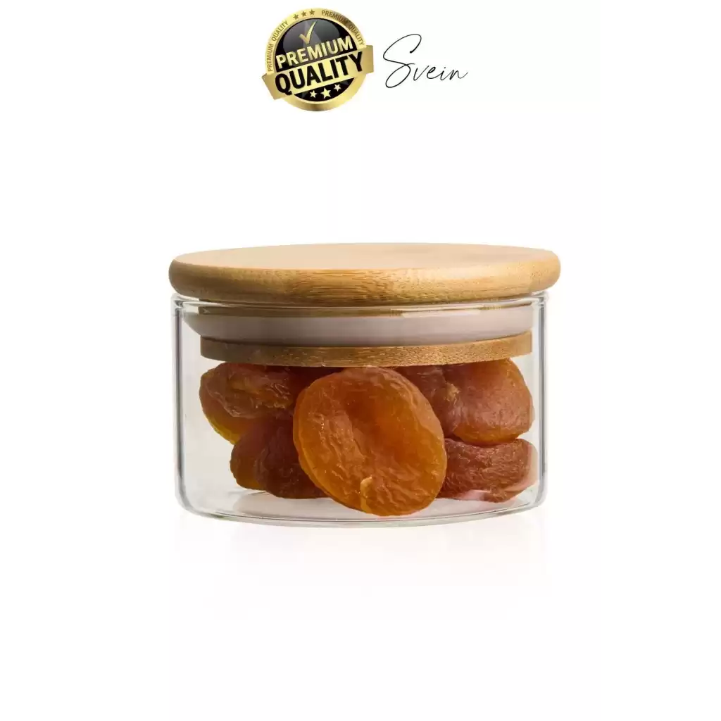 Premium Bambu Kapaklı Hava Geçirmez Sızdırmaz Küçük Cam Kavanoz Şeffaf 200 ml Yulaf Kahve Baharat