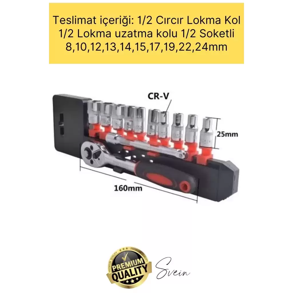 Premium 12 Parça Lokma Anahtar Takımı Cırcırlı Seti Standlı Otomatik Ayarlı Kilitli Mandallı Somun