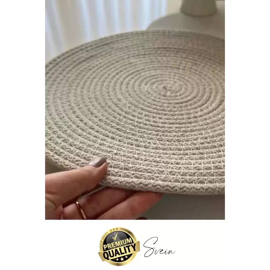 4 Adet Deluxe Krem Jüt Supla Sunum Amerikan Servis Sunum Tabak Tava Altlığı Kumaş Runner Örme Yanmaz