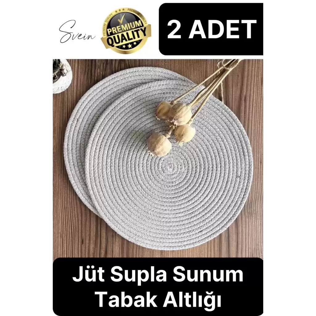 2 Adet Deluxe Krem Jüt Supla Sunum Amerikan Servis Sunum Tabak Tava Altlığı Kumaş Runner Örme Yanmaz