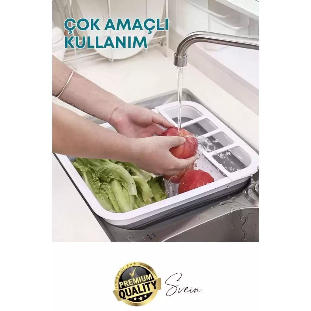 Pratik Katlanabilen Ayarlı Silikon Beyaz Bulaşıklık Kurutmalık Sepet Çatal Kaşık Hazneli Süzgeçli