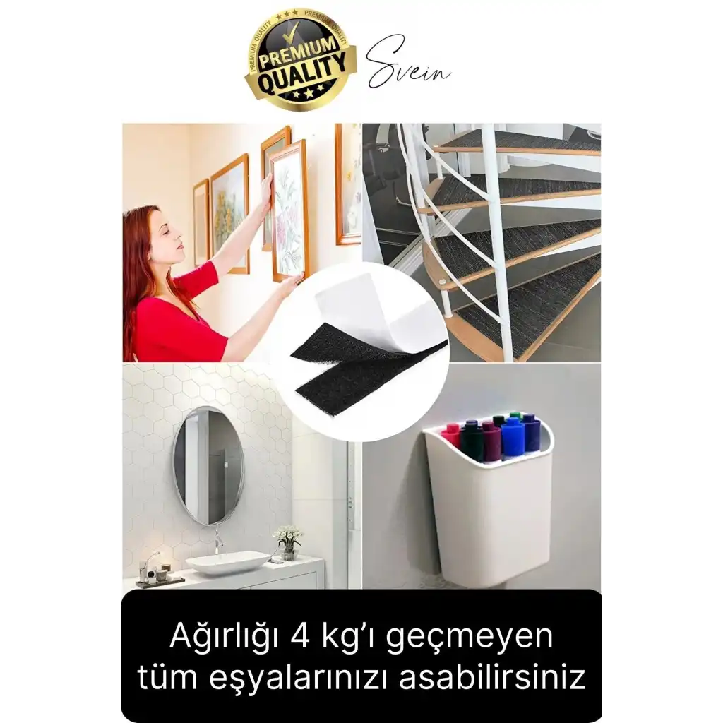 Premium Çivisiz Resim Çerçeve İz Bırakmaz Sökülebilen Tablo Asma Bandı 24lü Set Cırt Bant Yapışkan