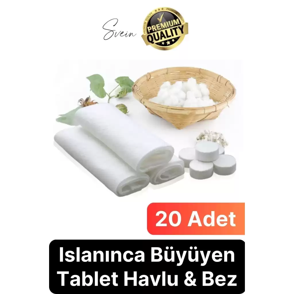 Çok Kullanışlı 20li Sihirli Tablet Suda Islanınca Büyüyen Sıkıştırılmış El Havlu Bez Doğal Pamuk