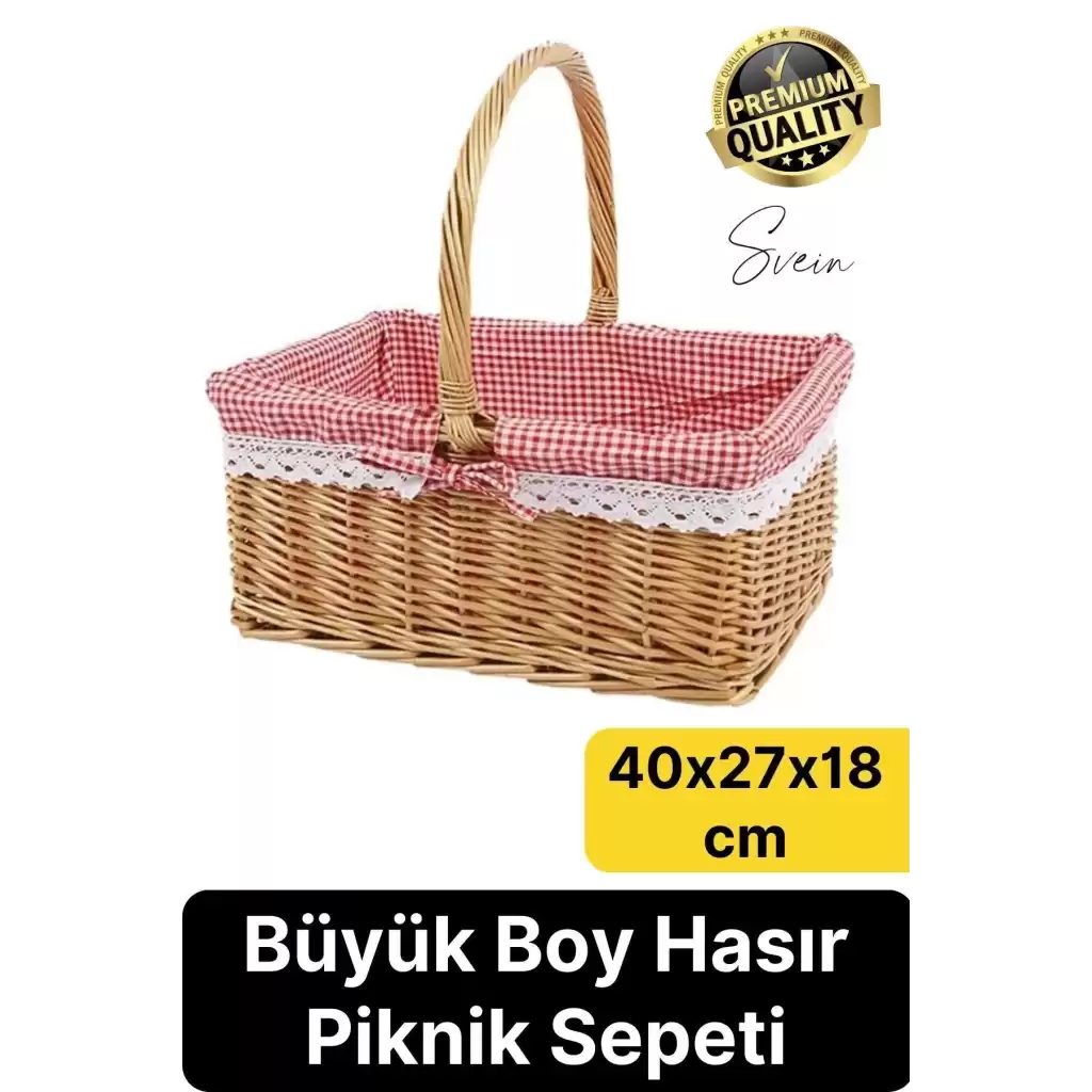 Premium Kamp Piknik Sepeti Yıkanabilir Astar Rattan Yiyecek Rustik Hasır Dokuma Dekoratif Outdoor