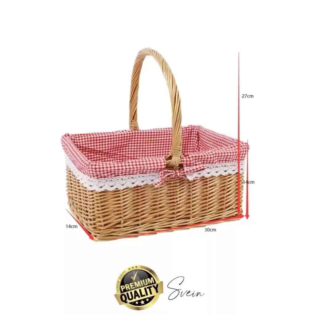 Premium Kamp Piknik Sepeti Yıkanabilir Astar Rattan Yiyecek Rustik Hasır Dokuma Dekoratif Outdoor