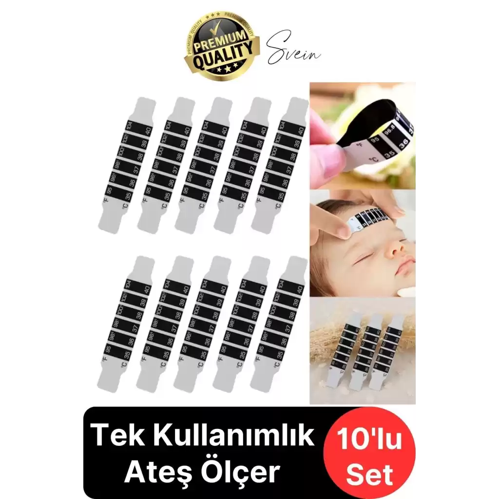 10lu Alın Şerit Termometre Esnek Kullanımlık Su Süt Isı Ateş Vücut Bebek Çocuk Sıcaklık Ölçer