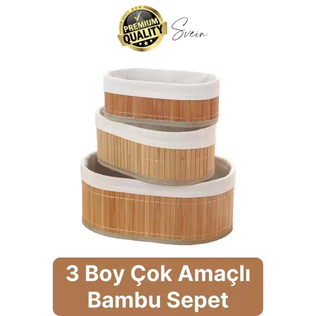 3lü Çok Amaçlı Bambu Düzenleyici Banneton Örtülü Sepet Eşya Kutusu Saklama Banyo Kozmetik Organizer