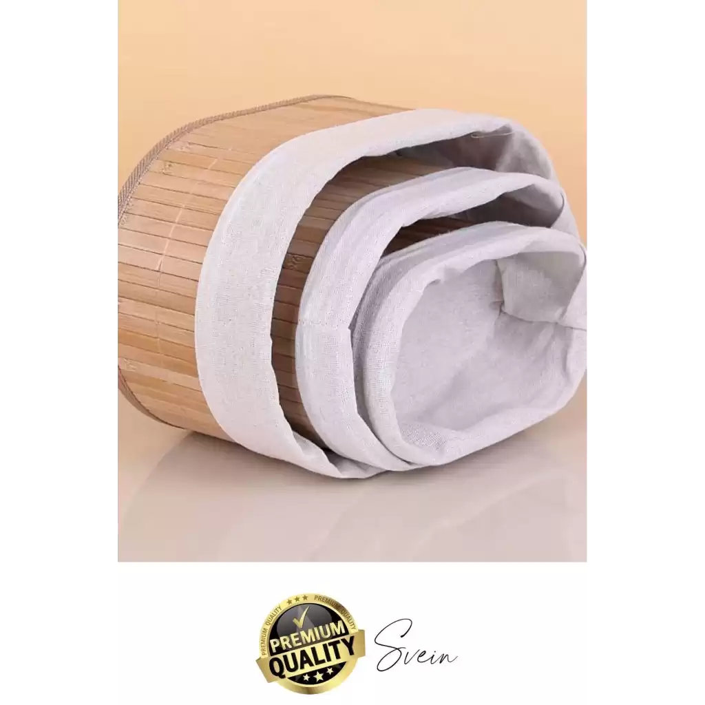 3lü Çok Amaçlı Bambu Düzenleyici Banneton Örtülü Sepet Eşya Kutusu Saklama Banyo Kozmetik Organizer