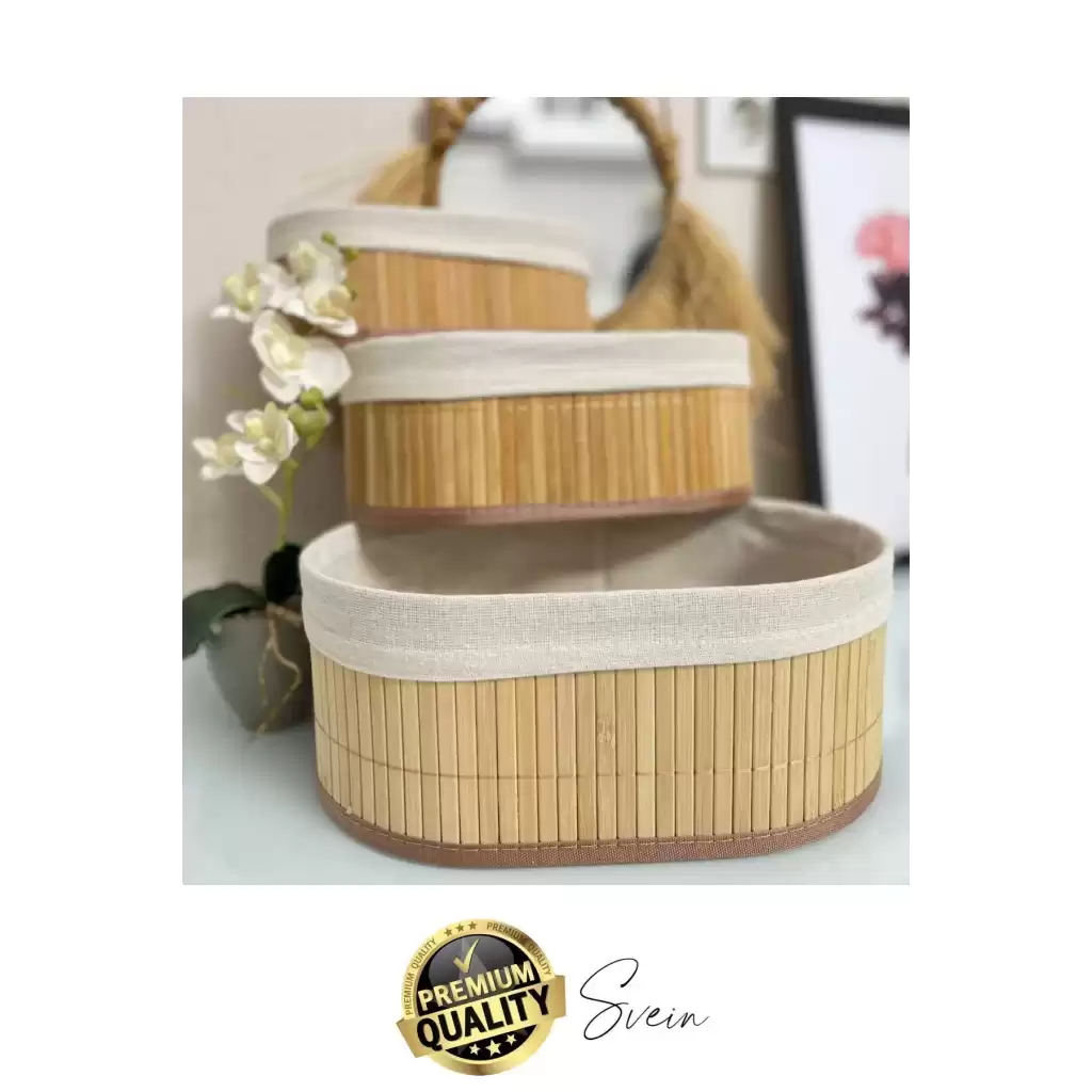 3lü Çok Amaçlı Bambu Düzenleyici Banneton Örtülü Sepet Eşya Kutusu Saklama Banyo Kozmetik Organizer