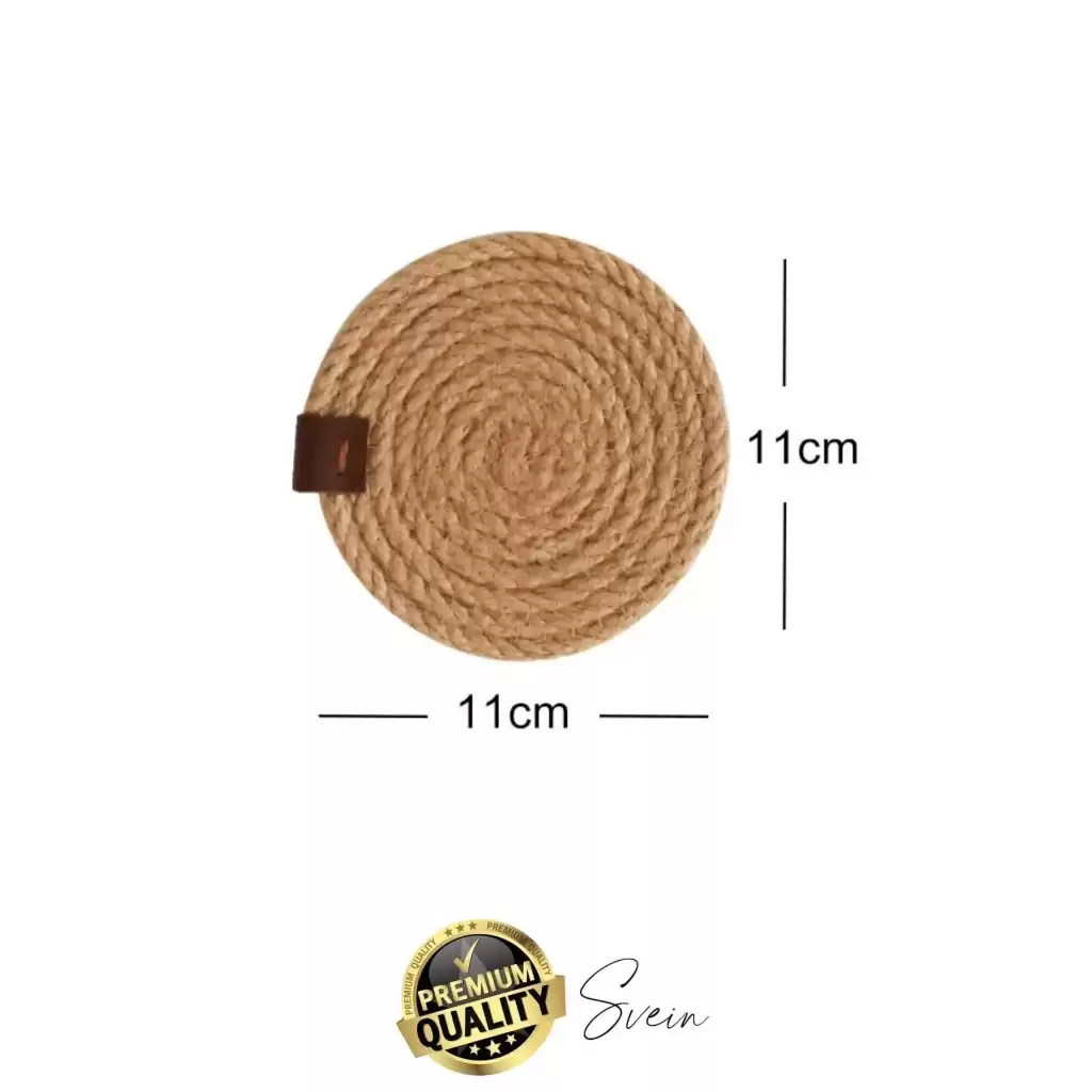 Özel Üretim 6 Adet Jüt Dokuma Halat İçecek Bardak Altlığı Seti Hasır Yuvarlak Sofra Rattan El Yapımı