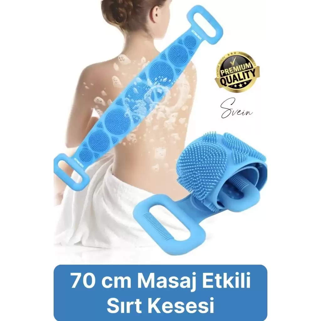 Banyo Duş Sırt Kesesi Çift Taraflı Silikon Lifi Fırçası 70 Cm Cilt Temizlik Peeling Masaj Uzun