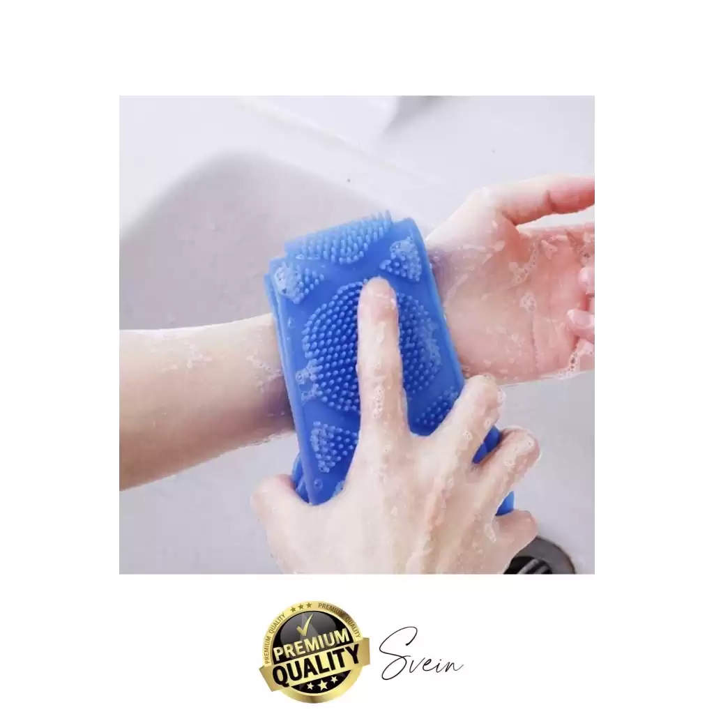 Banyo Duş Sırt Kesesi Çift Taraflı Silikon Lifi Fırçası 70 Cm Cilt Temizlik Peeling Masaj Uzun