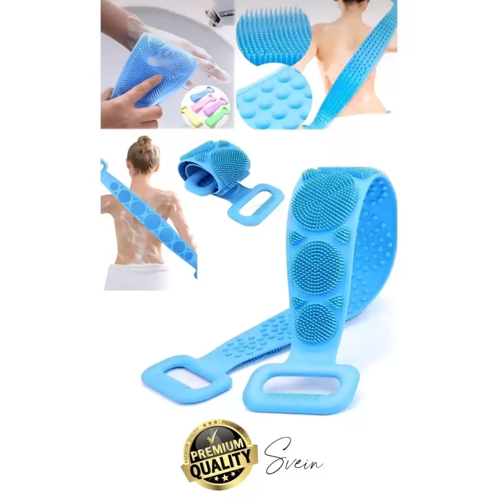 Banyo Duş Sırt Kesesi Çift Taraflı Silikon Lifi Fırçası 70 Cm Cilt Temizlik Peeling Masaj Uzun
